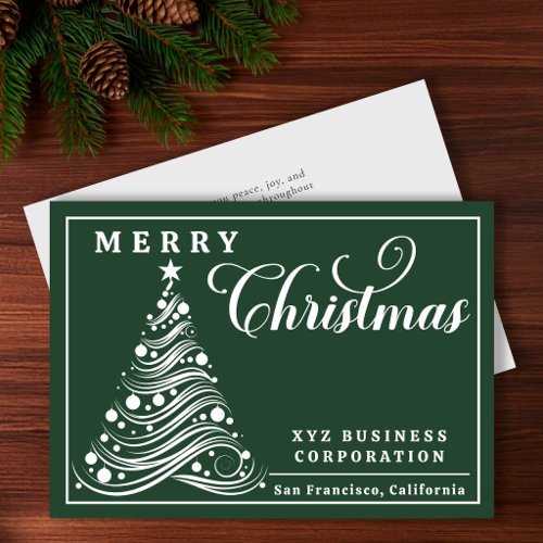Elegant Ribbon Tree Merry Christmas Business Holiday Card