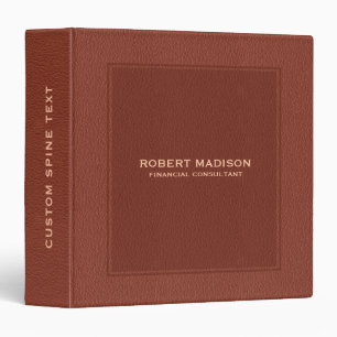Elegant Rich Brown Faux Leather Print 3 Ring Binder