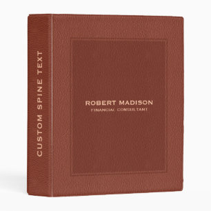Elegant Rich Brown Faux Leather Print Mini Binder