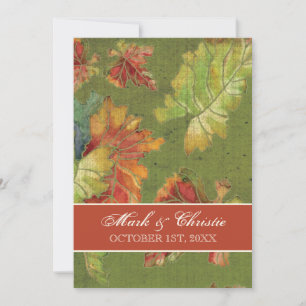 Elegant Rich Color Autumn Grape Leaf Leaves Batik Invitation