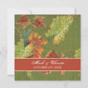 Elegant Rich Color Autumn Grape Leaf Leaves Batik Invitation
