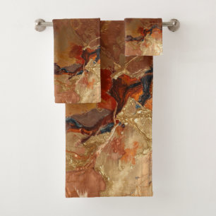 Elegant Rich Copper Patina Metallic gold Bath Towel Set