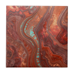 Elegant Rich Copper Patina Metallic gold  Ceramic Tile