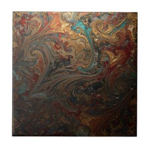 Elegant Rich Copper Patina Metallic gold Ceramic Tile