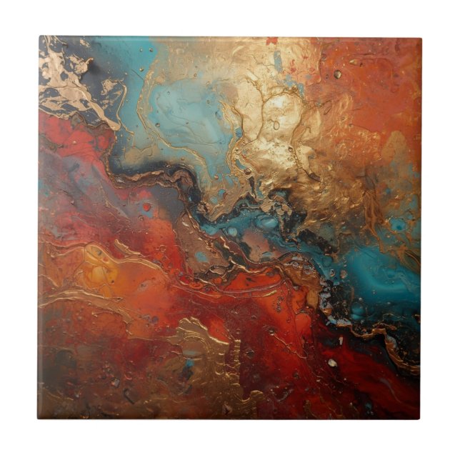 Elegant Rich Copper Patina Metallic gold  Ceramic Tile (Front)