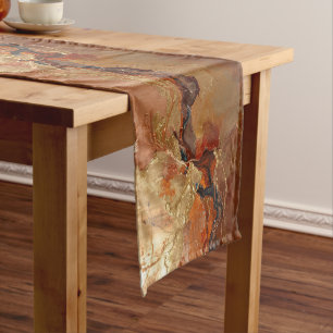 Elegant Rich Copper Patina Metallic gold Short Table Runner