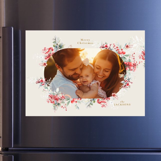 elegant rich cream photo magnetic holiday card (Creator Uploaded)