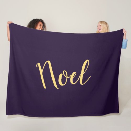 Elegant Rich Deep Purple Sophisticated Noel Script Fleece Blanket
