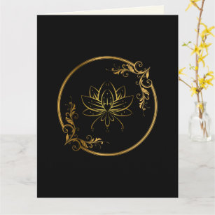 Elegant Rich Gold Lotus Flower Traditional Indian Card