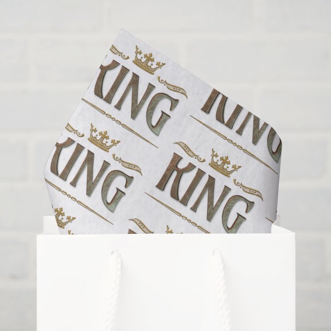 Elegant Rich KING Lettering Gold Metal Royal Crown Tissue Paper (Gift Bag)