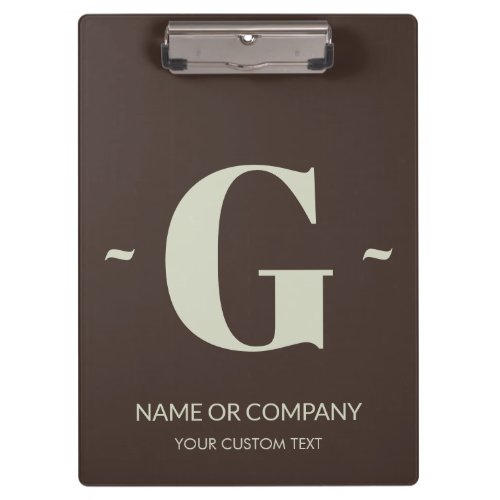 Elegant Rich Mocha Brown Trendy Monogram Template Clipboard