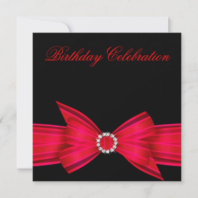 Elegant Rich Red Birthday Party Invitation (Front)