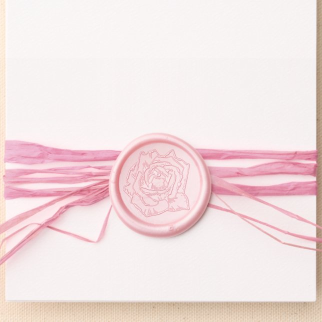 Elegant Rich Rose Blossom Botanical Flower Floral Wax Seal Sticker (Front)