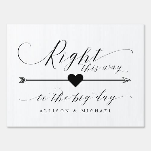 Elegant Right This Way Fancy Script Arrow Wedding Sign