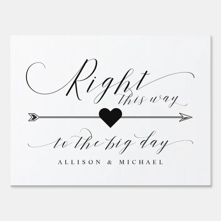 Navy Blue Pink & Silver This Way Arrow Right Personalised Wedding Sign 