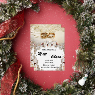 Elegant ring floral wedding invitation foil invitation