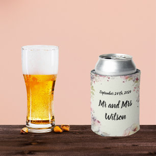 Elegant Ring of Flowers Water Color Can Cooler