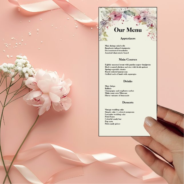 Elegant Ring of Flowers Water Color Dinner Menu (Creator Uploaded)