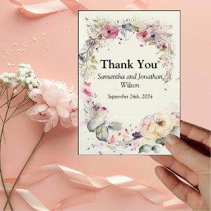 Elegant Ring of Flowers Water Color Thank You Card