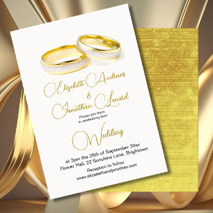 Elegant Rings Gold Simple Wedding Invitation