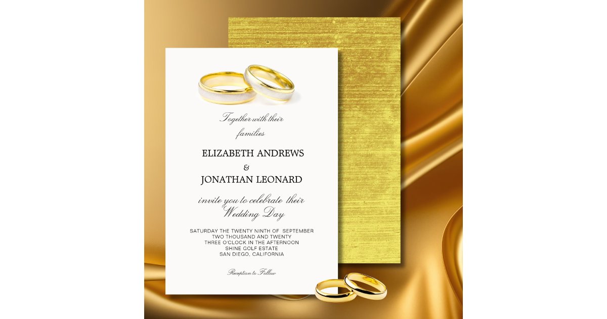 Wedding Invitations With Rings Elegant Rings Simple Formal Wedding Invitation | Zazzle