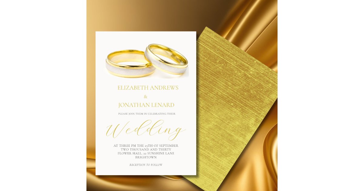 Wedding Invitations With Rings Elegant Rings Simple Modern Wedding Invitation | Zazzle