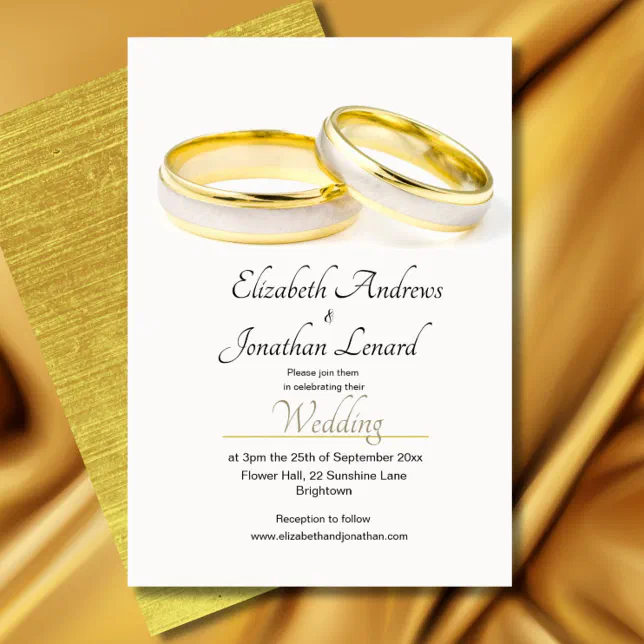 Elegant Rings Simple Wedding Invitation | Zazzle