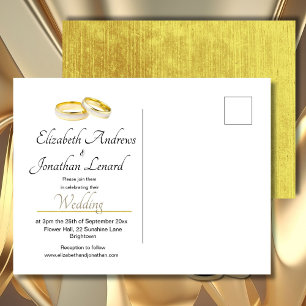 Elegant Rings Simple Wedding Invitation Postcard