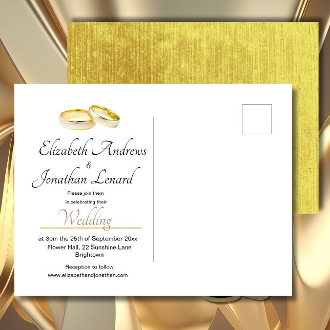 Elegant Rings Simple Wedding Invitation Postcard (Creator Uploaded)