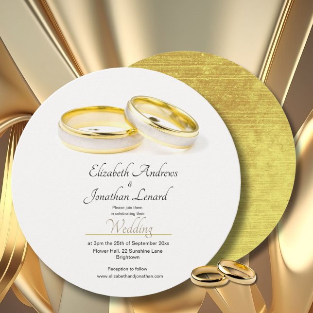 Elegant Rings  Simple Wedding Round Invitation (Creator Uploaded)