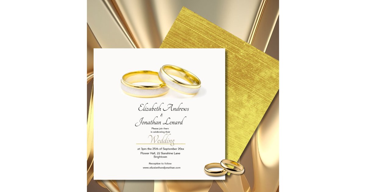 Wedding Invitations With Rings Elegant Rings Simple Wedding Square Invitation | Zazzle