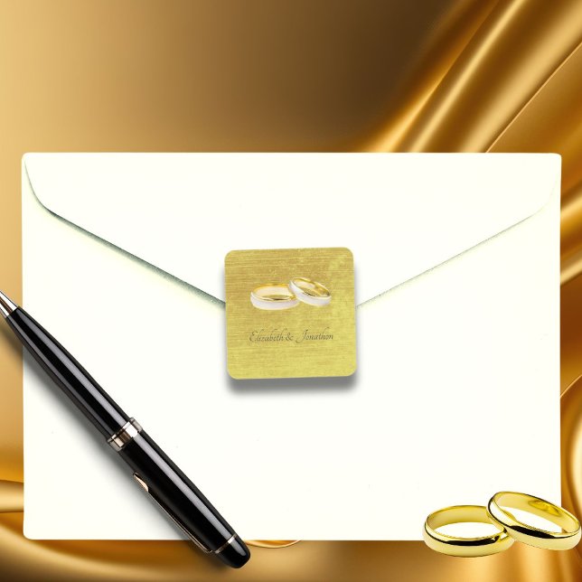 Elegant Rings Simple Wedding  Square Sticker (Creator Uploaded)