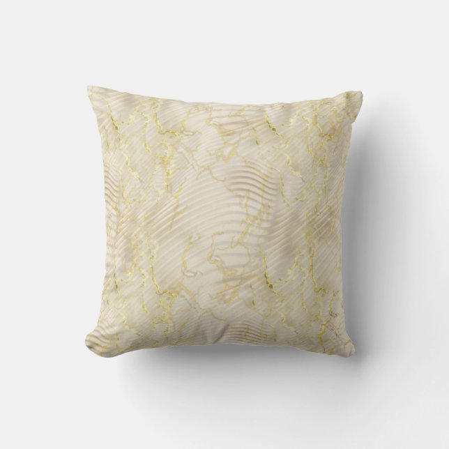 Elegant Ripple Cream & Gold  Throw Pillow (Front)