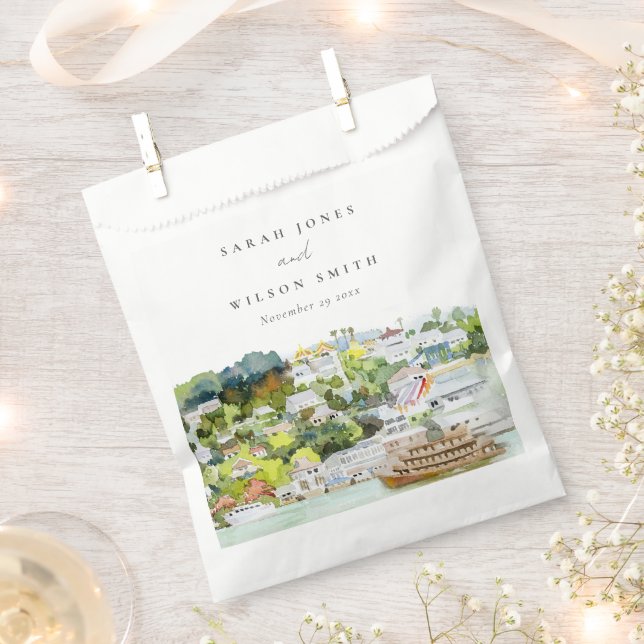Elegant River Cruise Country Landscape Wedding Favor Bag (Clipped)