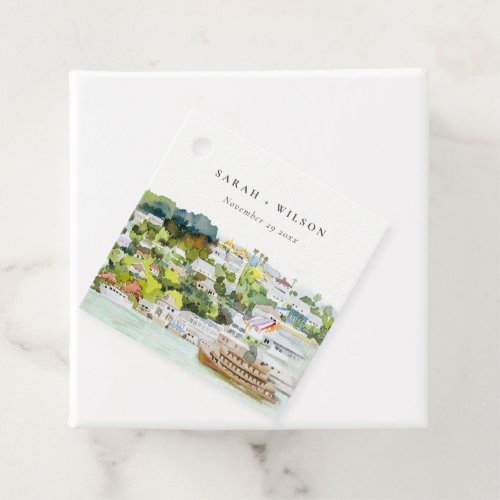 Elegant River Cruise Country Landscape Wedding Favor Tags