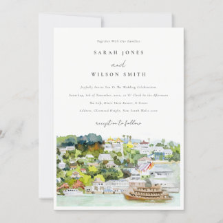 Elegant River Cruise Country Landscape Wedding Invitation