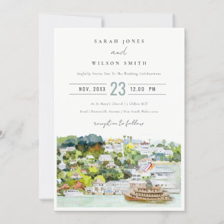 Elegant River Cruise Country Landscape Wedding Invitation