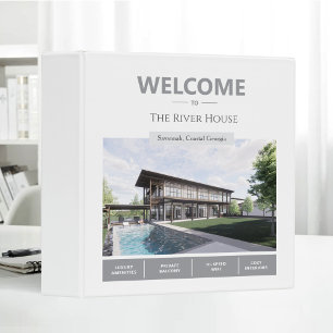 Elegant River House Vacation Rental Guest Welcome 3 Ring Binder