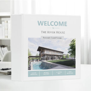 Elegant River House Vacation Rental Guest Welcome 3 Ring Binder