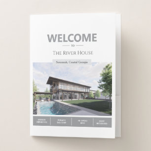 Elegant River House Vacation Rental Guest Welcome Pocket Folder
