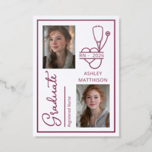 Elegant RN 2026 Letterpress Nursing Graduation Photo Cards