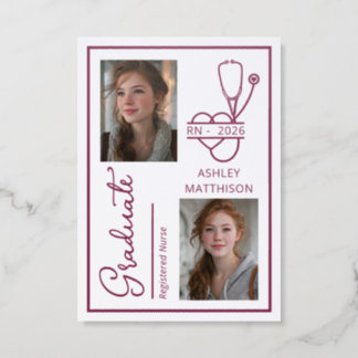 Elegant RN 2026 Letterpress Nursing Graduation Photo Cards