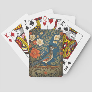 Elegant Roadrunner Bird William Morris Inspired Poker Cards