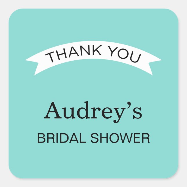 Elegant Robin Egg Blue Wedding Bridal Shower Square Sticker (Front)