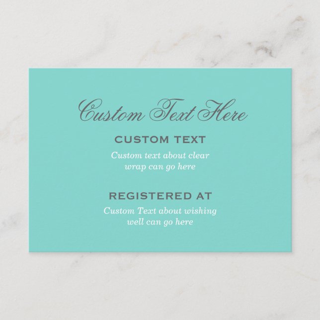 Elegant Robins Egg Blue Wedding Registry Enclosure Card (Front)