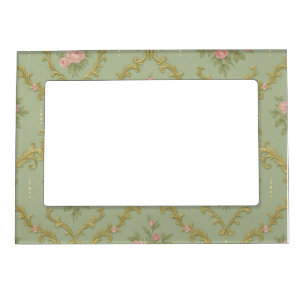 Elegant Rococo Floral Pattern in Soft Pastels Magnetic Frame