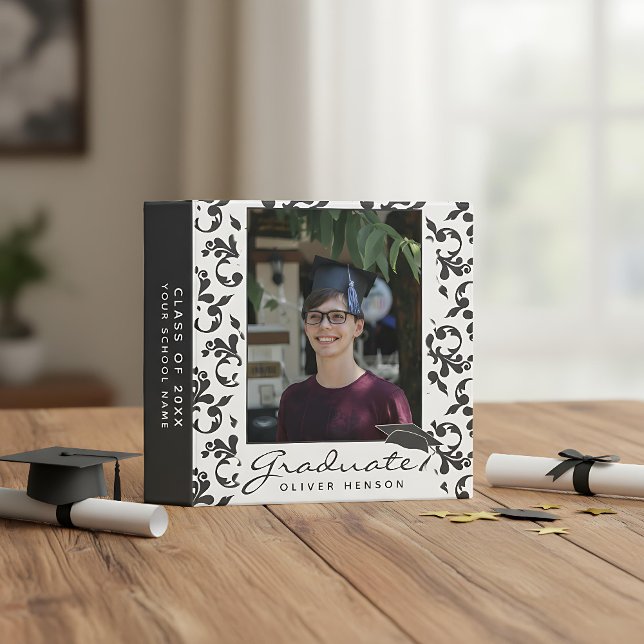 Elegant Rococo Pattern Graduation Photo Album 3 Ring Binder (Creator Uploaded)
