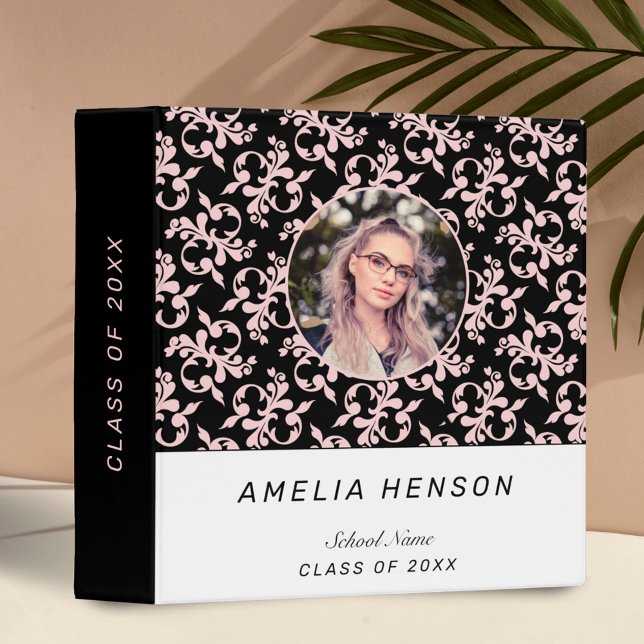 Elegant Rococo Pink Graduation Photo Album 3 Ring Binder (Creator Uploaded)