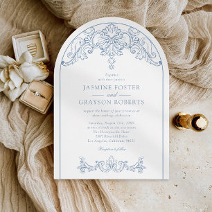 Elegant Rococo Vintage Blue Wedding Invitation