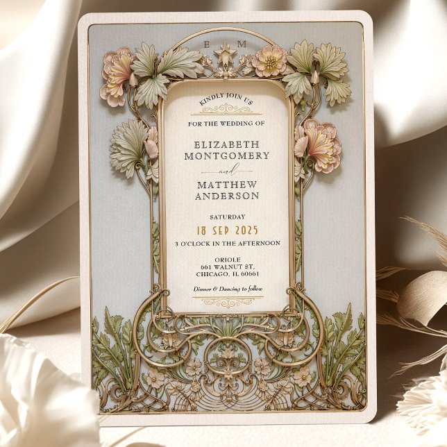 Elegant Rococo Wedding Floral Filigree Frame Invitation (Creator Uploaded)